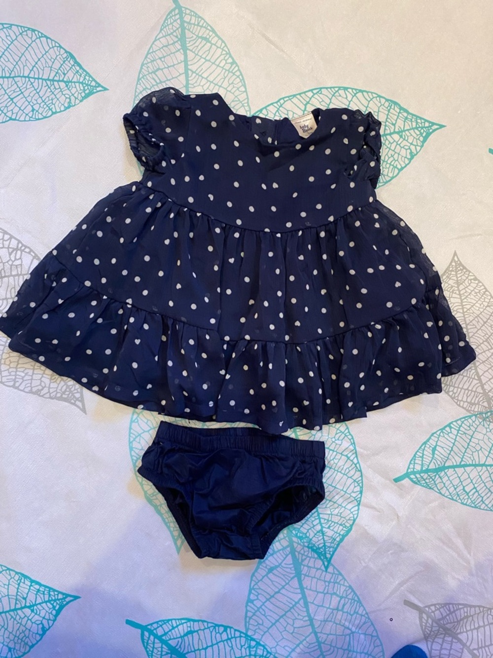 Baby B’Gosh Navy Polka Dot Tiered Baby Dress with Matching Bloomers